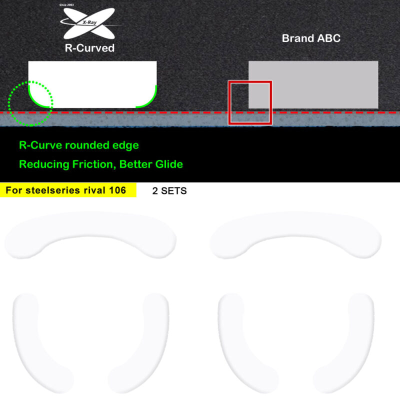 R-CURVE Mouse Skates for Steelseries Rival 106